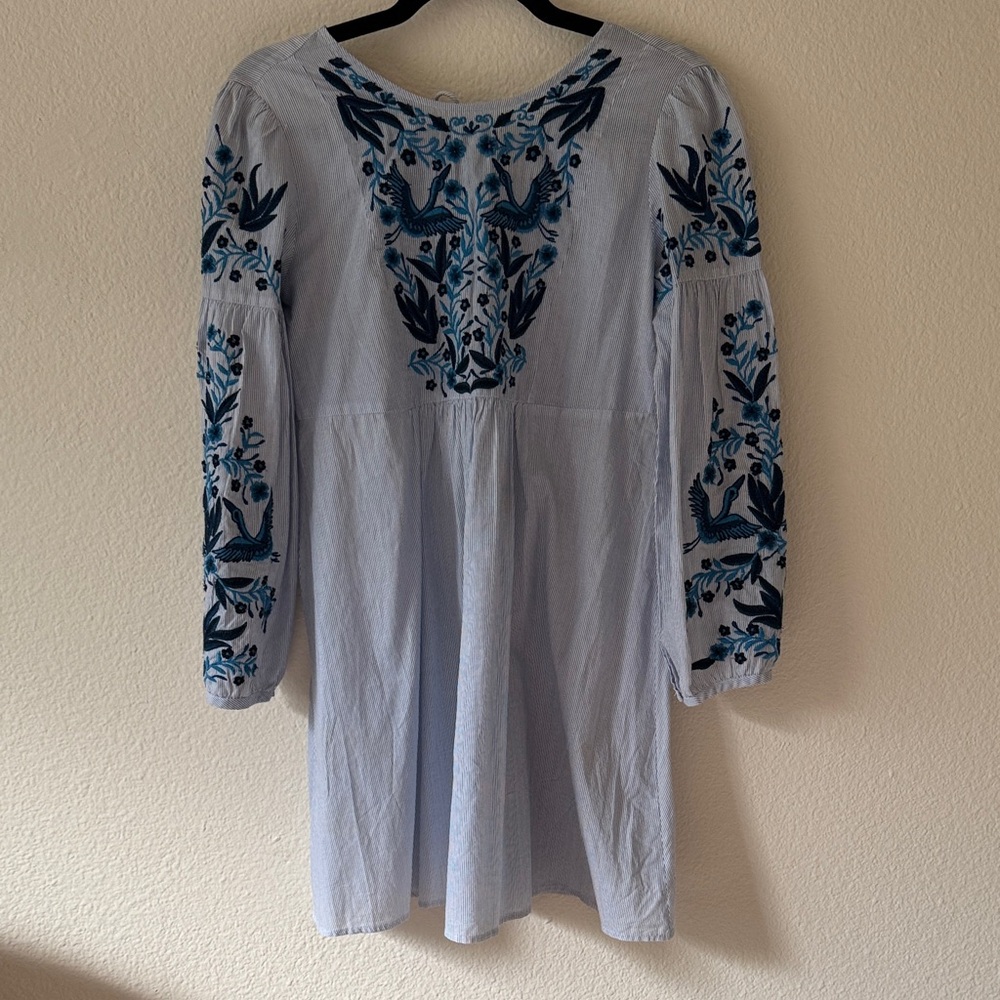 Zara Light Blue Embroidery Dress